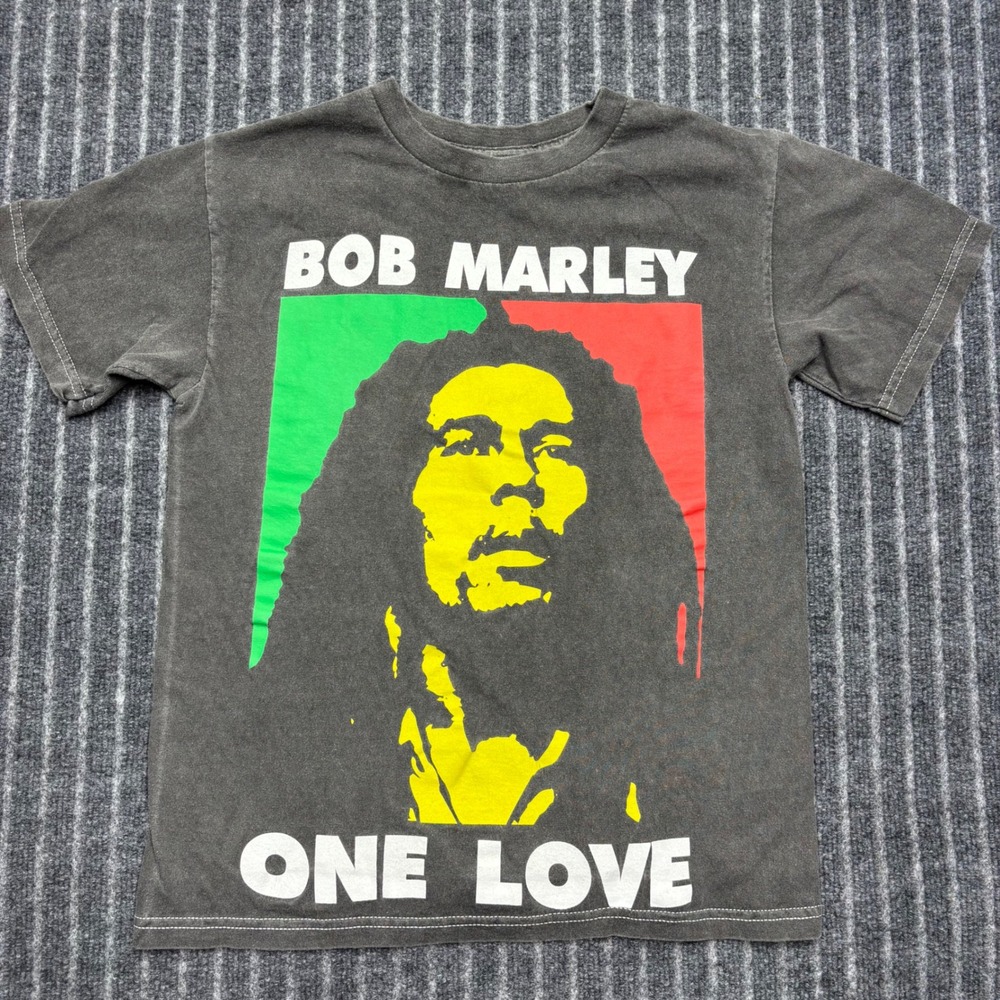 Zion Rootswear Mens Bob Marley One Love T-Shirt XS Gray Rasta Graphic Cotton Tee